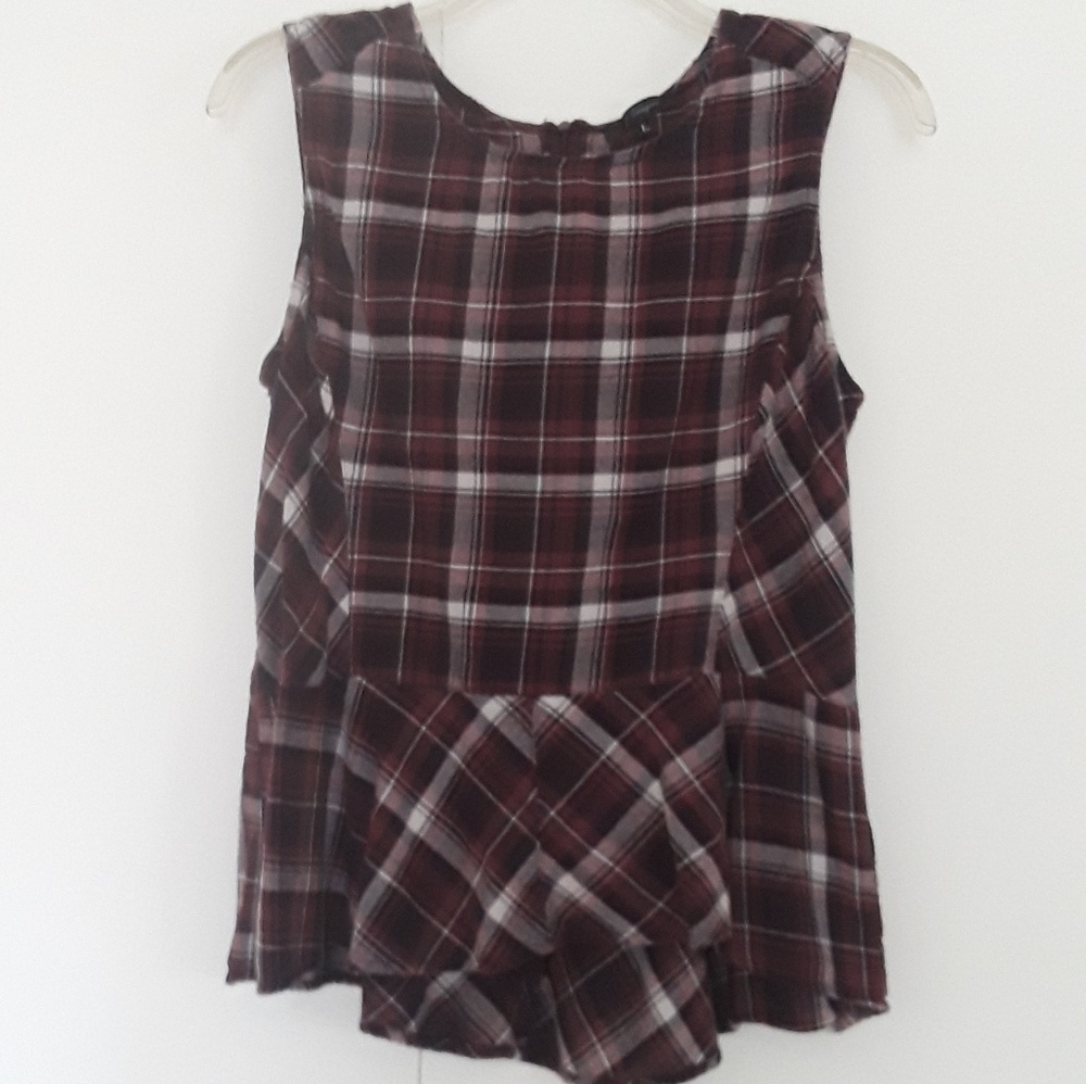 Tartan Tank Peplum with slight High/low